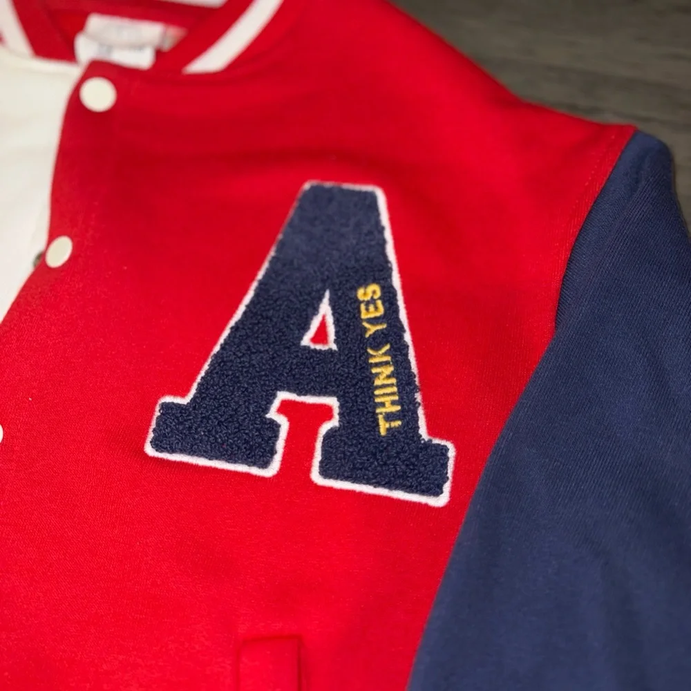 Zara Kids Red, White, and Blue Varsity Jacket